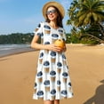 thumbnail image 4 of Balery Coffee To Go Pattern Vestidos sueltos de manga corta para mujer, vestidos de verano 2025, vestidos casuales de corte A con vuelo., 4 of 6