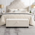 thumbnail image 4 of Ottoman with Storage, Upholstered Bench with Button Tufting and Safety Hinge, Solid Wood Frame for Bedroom Living Room Entryway, Beige, 4 of 9