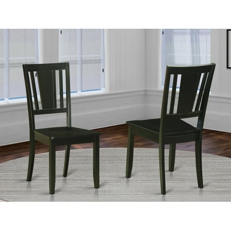 East West Furniture Dudley 10 Wood Dining Chairs in Black (Set of 2)