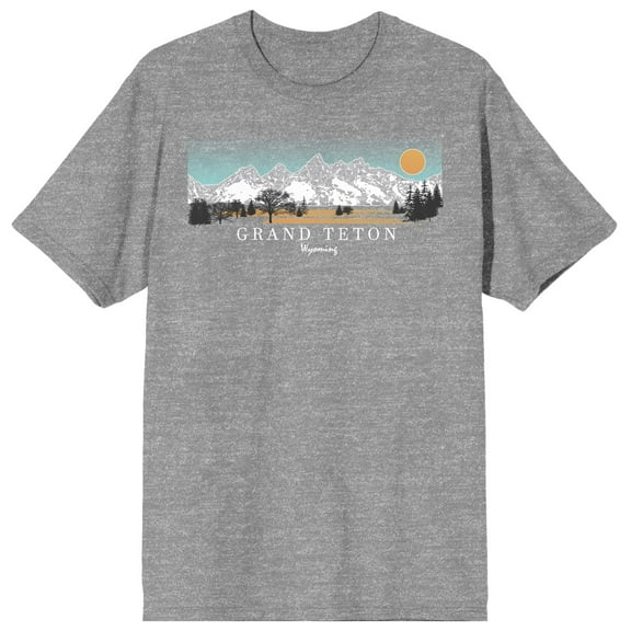 Adventure Society Grand Teton Wyoming Men's Heather Gray T-Shirt-Small