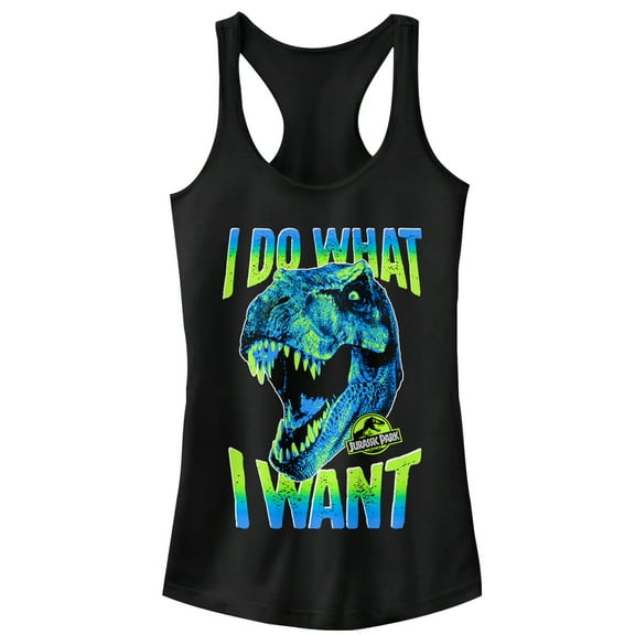 Junior's Jurassic Park T. Rex Do What I Want  Racerback Tank Top Black 2X Large