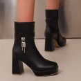 thumbnail image 5 of Tawop women's Boots High Heel Thick Sole Fall Black Boots, 5 of 6