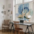 thumbnail image 5 of Blue Coastal Starfish Kitchen Curtains 54 Inch Length, Vintage Beige Nautical Coral Summer Tiers Curtains for Bathroom Bedroom Cafe, Light Filtering Small Window Treatment Drapes 2 Panels 42"Wx54"L, 5 of 8