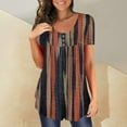 thumbnail image 4 of Women's Short Sleeve T-shirt Women'S Tunic Tops For Leggings Short Sleeve Shirts Up Casual Ruched Blouses Clothes,Brown Women's Short sleeve T-shirt L, 4 of 5