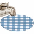 thumbnail image 2 of Blue White Plaid Round Area Rug 4 FT, Non Slip Indoor Outdoor Rug, Gradient Geometric Buffalo Checkered Washable Soft Circular Carpet Non-Shedding Floor Mat for Coffee Table Nursery Foyer Balcony, 2 of 8