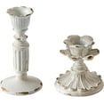 thumbnail image 7 of SOFE Vintage Rustic Antique Distressed White Gold Resin Taper Candlestick Holders, Set of 2, 7 of 7