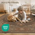 thumbnail image 4 of ODIKA 8'x10' Washable Area Rug Farmhouse Earthy Distressed Border Circle Cowboy Grain Vintage Playful for Living Room, Under Sectional, Family , Durable, Non-Slip, 4 of 7