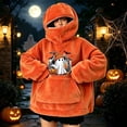 thumbnail image 2 of DHFJKG Blanket Hoodies For Women Halloween Pumpkin Sweatshirts Fuzzy Oversized Hoodie Ghost Print Flannel Tops, 2 of 6