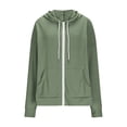 thumbnail image 4 of Womens Full Zip Hoodies, Fall Coats for Women Fashion Loose Fit Solid Color Long Sleeve Pullover Sweatshirts with Pockets, 4 of 6