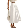 thumbnail image 3 of Paiwinds Women's Ankle Length Solid Stretchy Elastic Waist A-Line Skirt Flowy Casual Long Skirt for Daily and Relaxed Wear, 3 of 9
