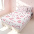 thumbnail image 3 of Erosebridal Cartoon Hearts Zipper Twin Comforter Sets with Fitted Sheet and 2 Pillowcases, Kawaii HeartZipper Bedding Set, Pink Reversible, Soft Pink, Pink Reversible, 3 of 7