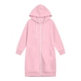 thumbnail image 6 of Women's Zip Up Hoodies Long Sleeve Long Tunic Sweatshirts Oversized | Long Fleece Jacket Coats, Drawstring, Zip Up Front, Kangaroo Pockets, Casual Outerwear, Pink, L, 6 of 6
