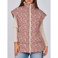 thumbnail image 4 of Womens Floral Oversized Puffer Vest Cap Sleeve Winter Warm Puffy Quilted Jackets Coat, 4 of 8