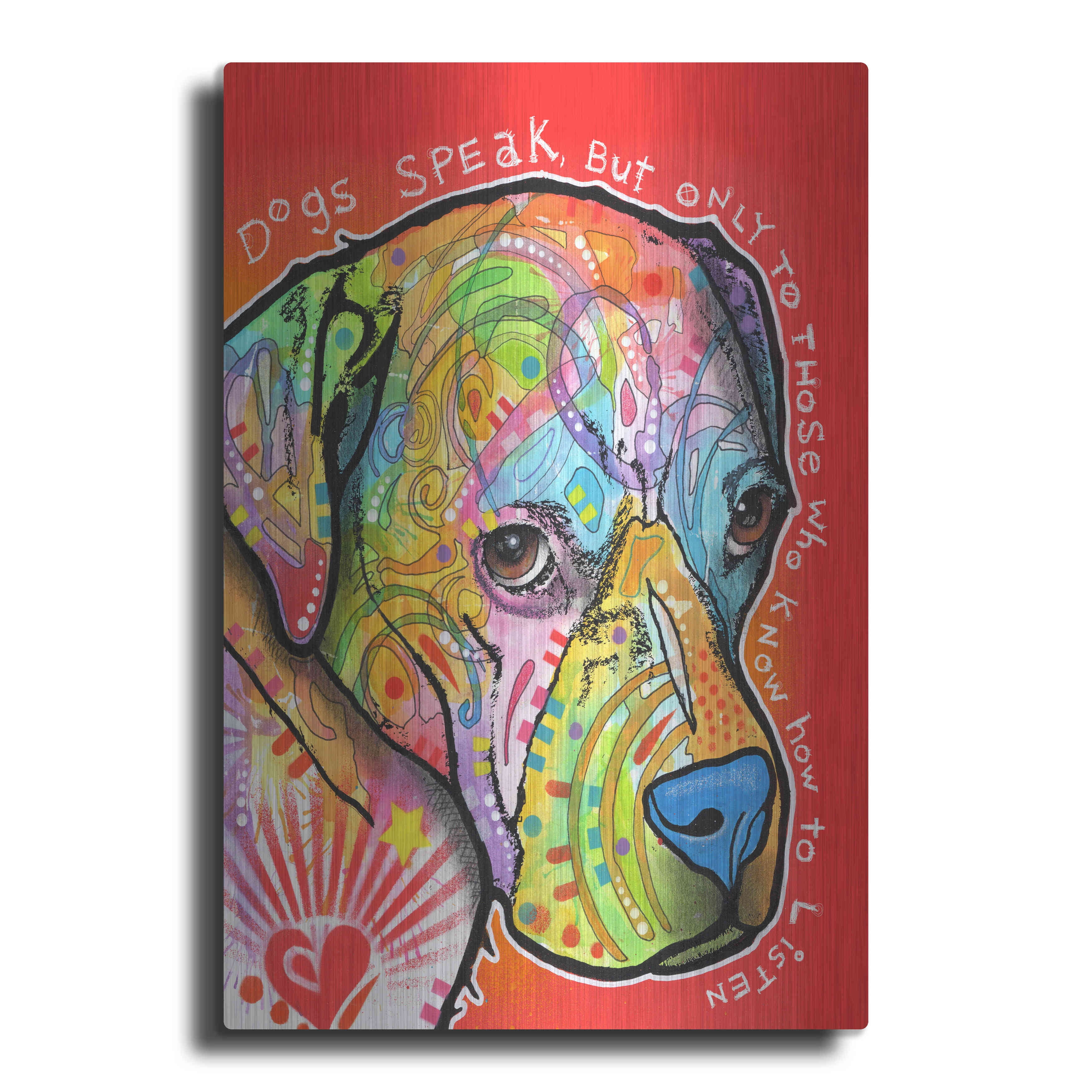 Luxe Metal Art 'Dogs Speak' by Dean Russo, Metal Wall Art, 24"x36
