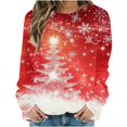 thumbnail image 5 of Women's Christmas Clothing Loose Graphic Sweatshirt Crewneck Long Sleeve Xmas Holiday Festive Tops for Women (S, Red), 5 of 6