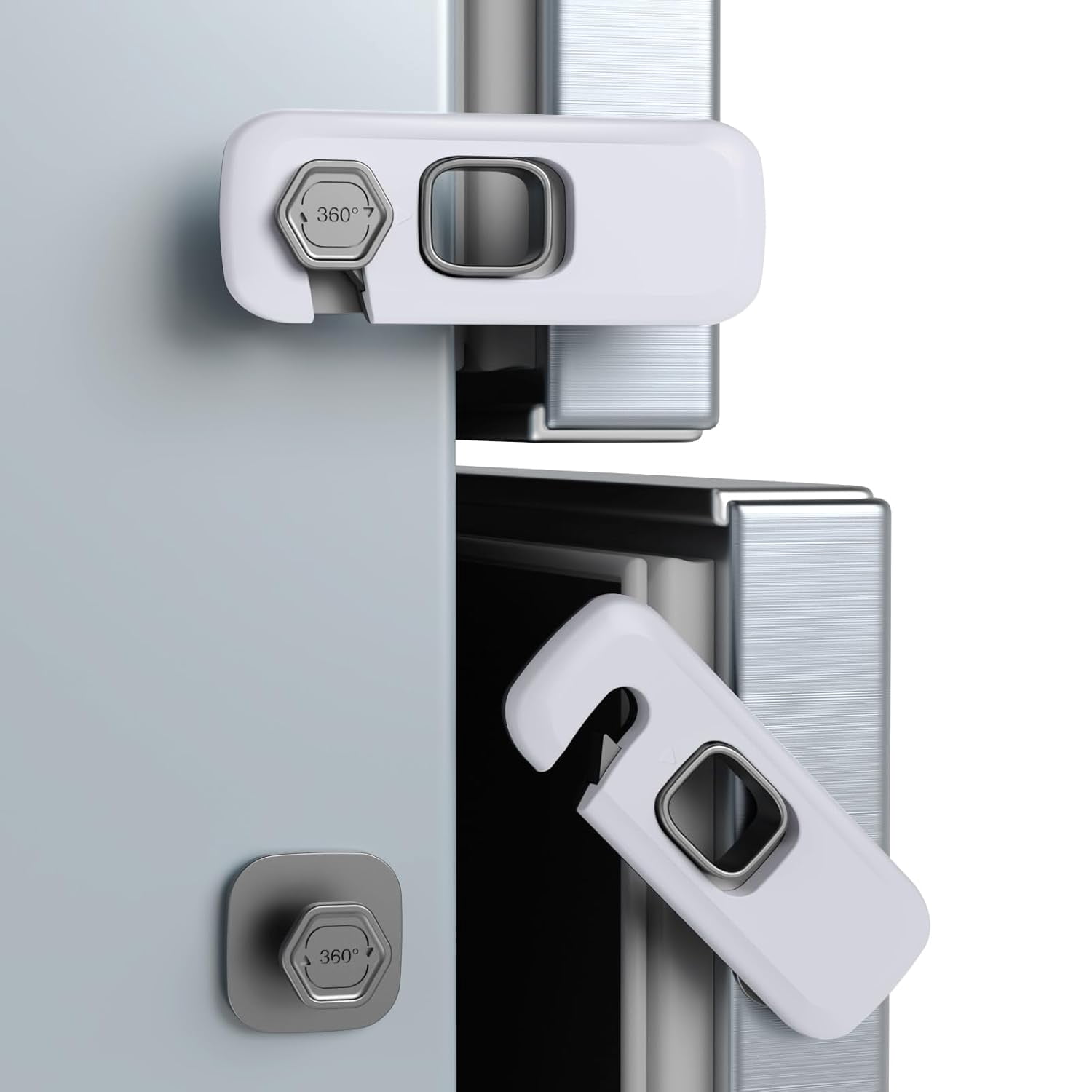 10-piece set of child safety refrigerator locks, refrigerator locks for child safety, freezer door locks with adhesive 3M tape, suitable for upright freezers, ovens, and cabinet doors