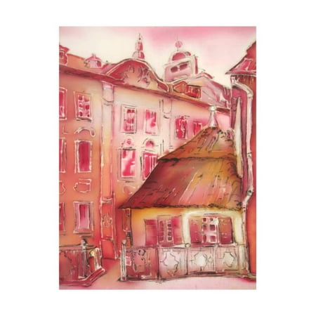 Painting City Street Romantic Light in Pink. Print Wall Art By Iriana