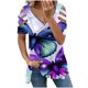 thumbnail image 1 of Elegante blusa estampada con cuello en V para mujer, camiseta suelta de manga corta con cremallera OAVQHLG3B Store  lin121212, 1 of 4