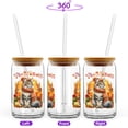 thumbnail image 2 of Happy Thanksgiving Maine Coon Give Thanks Fall Beanie Scarf Welcome 16oz Glass Cup Mug Cat Lover Kitten Owner Gifts Glass Can with Bamboo Lid and Straw - 00020, 2 of 5