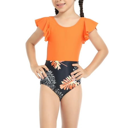 

Ma&Baby Girls Swimsuit Fly Sleeve Beahwear Swimwear Bathing Suit One-piece Sizes 2-12 Years