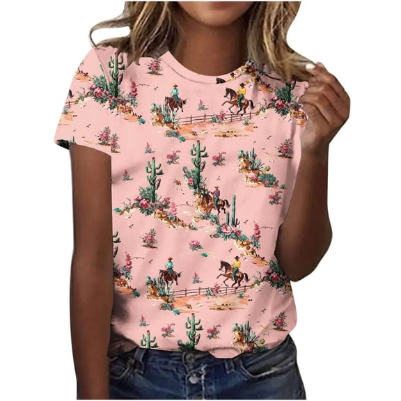Womens Horse Racing T-Shirts Plus Size Vintage Retro Graphic Tees Loose Fit Funny Pullover Tops, 4XL