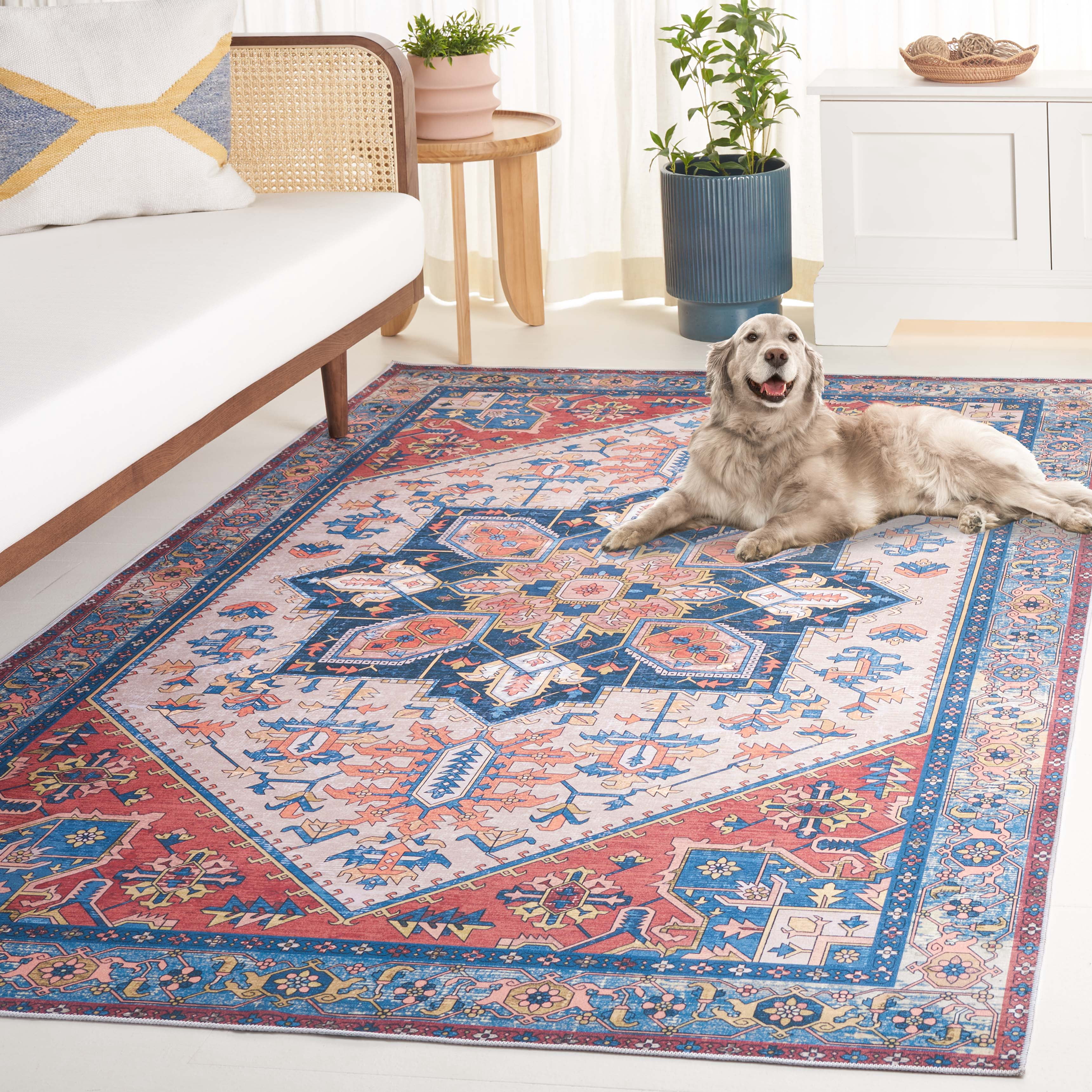 Safavieh Arizona Tyler Oriental Machine Washable Area Rug, Rust/Beige, 9' x 12'