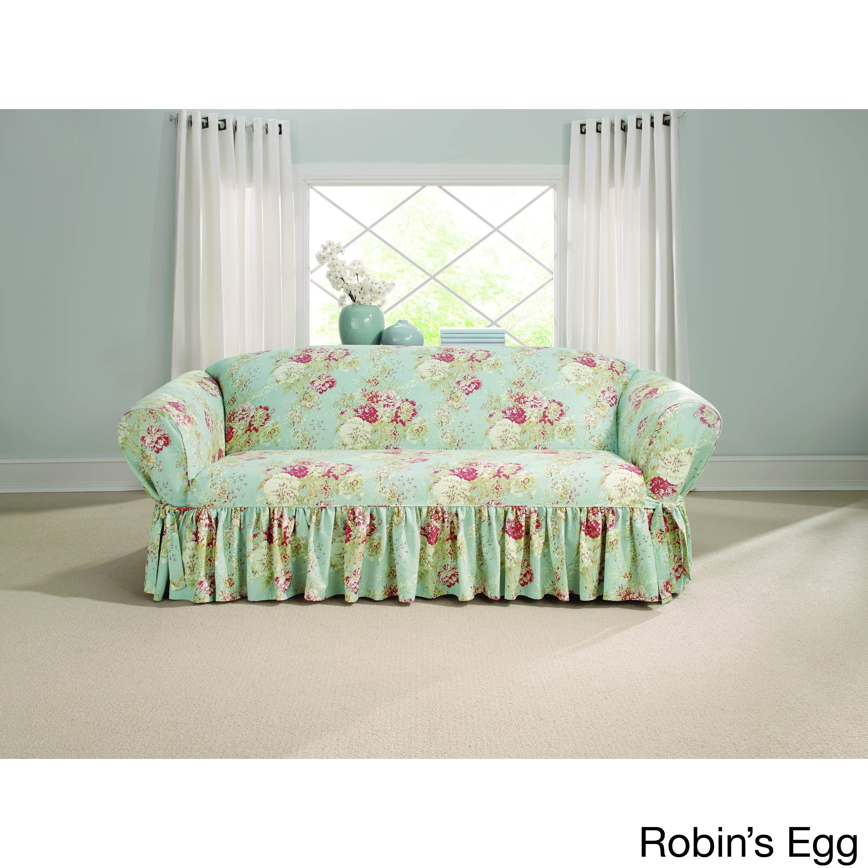 Sure Fit Ballad Bouquet Sofa Skirted Slipcover Com