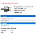 thumbnail image 2 of Stop Light Switch - Compatible with 1962 - 1972 Jeep CJ5 1963 1964 1965 1966 1967 1968 1969 1970 1971, 2 of 2