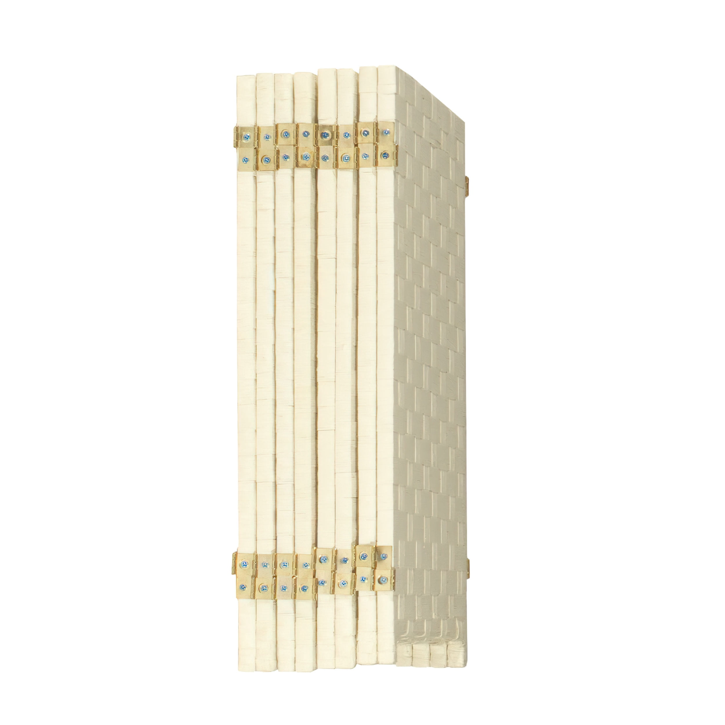 Red Lantern 2 ft. Short Woven Fiber Folding Screen - Cream - 8 Panel