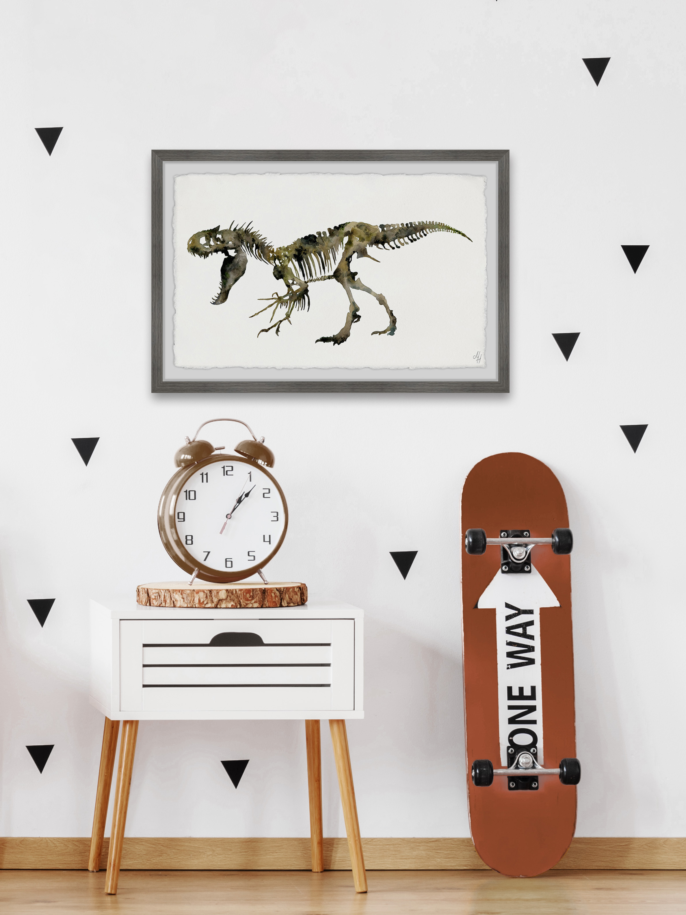 Marmont Hill Angry T-Re x Skeleton Framed Wall Art, 12.00" x 1.50"