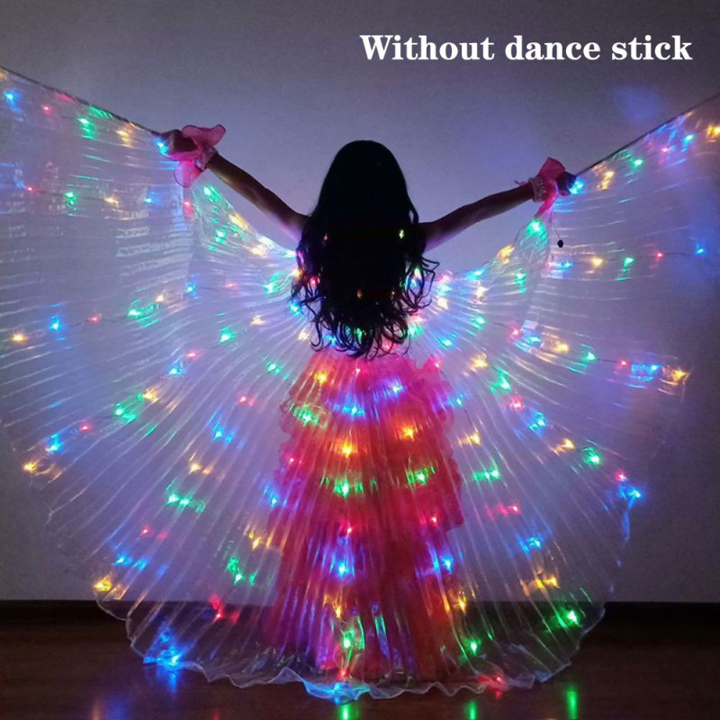 Glow Kids Fairy Butterfly LED Belly Dance Wings Light up Isis Wings 8-Colors UK