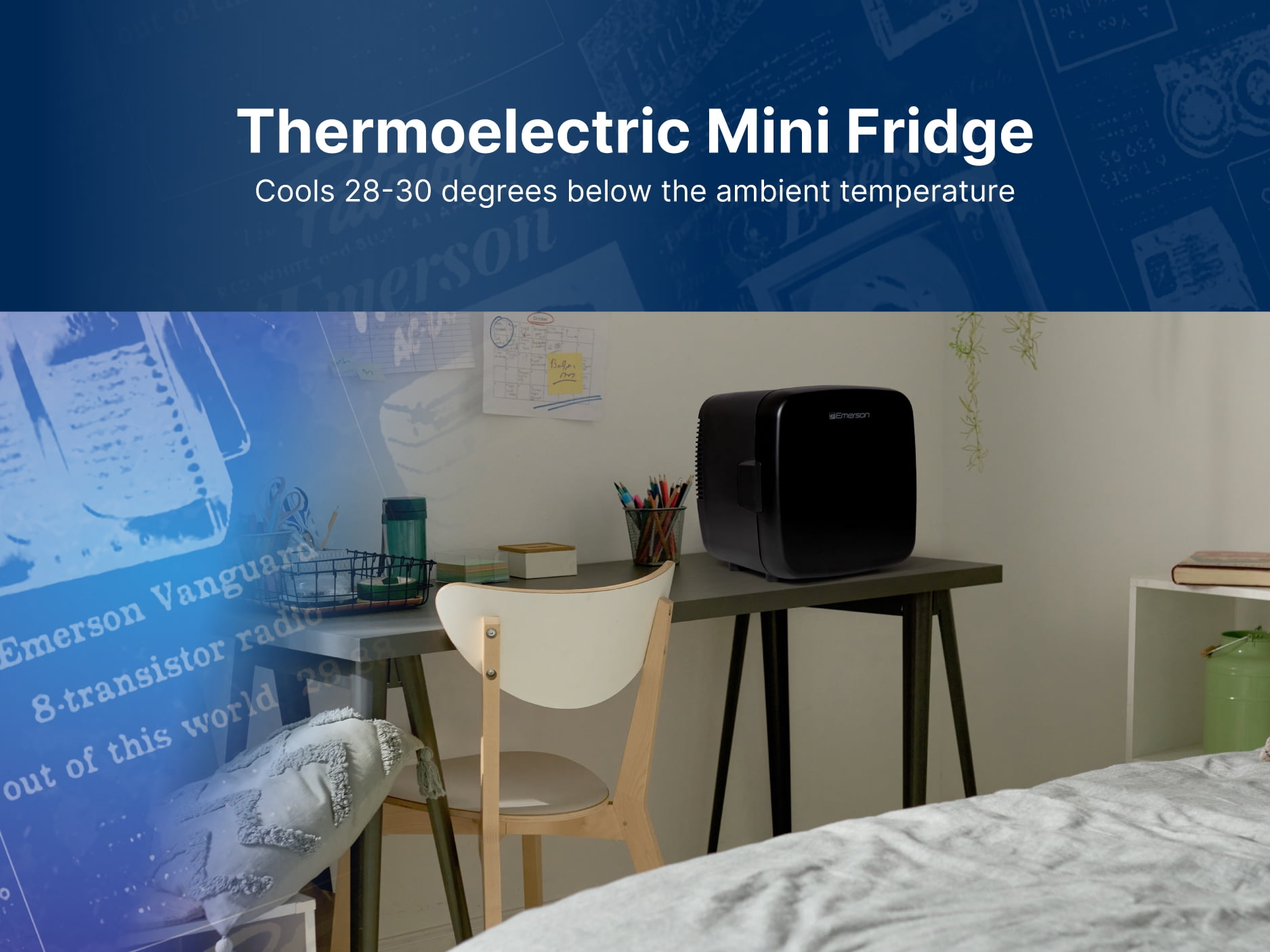 Emerson EFC-5001 Portable Mini Fridge Cooler XL, Black