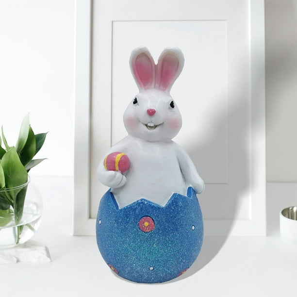 White Rabbit Figurine Bunny Easter Figurines Plastic Resin 5 pcs