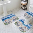 thumbnail image 3 of Summer Vacation Bathroom Rugs Set Watercolor Beach Chair Non Slip Absorbent Soft Bath Mats 3 Piece Set with Bathroom Rug, U-Shaped Floor Mat, Toilet Seat Cover Small Size, 3 of 9