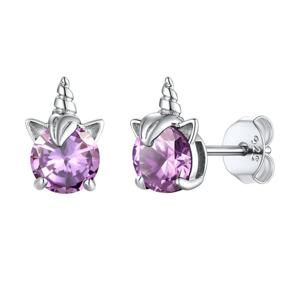 U7 Unicorn Stud Earrings for Women 925 Sterling Silver June Birthstone Crystal Alexandrite Earring Hypoallergenic Earrings Birthday Anniversary Jewelry Gift for Mom Daughter