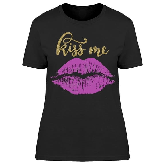 Kiss Me Purple Lips T-Shirt Women -Image by Shutterstock, Female x-Large