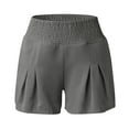 thumbnail image 4 of Fimkaul Womens Elastic Waist Casual Shorts Summer Smocked Comfy Detail Beach Workout Casual Lounge Shorts Grey M, 4 of 6