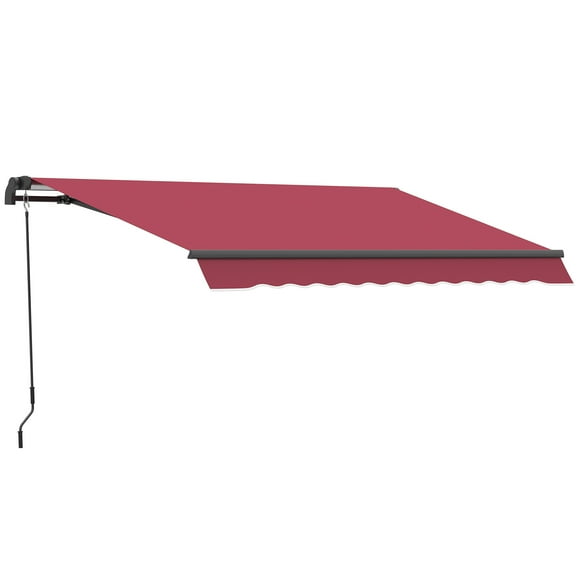 Outsunny 10' x 8' Manual Retractable Awning Shelter w/ Crank, Red