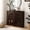 Dark Walnut 149, variant on Mid Century Modern Fluted Sideboard Cabinet with 2 Outlet Holes, Buffet Cabinet with Storage, Narrow Side Cabinet for Living Room Entryway Hallway Kitchen Coffee Bar, Black, Solid Wood+MDF, 39L x