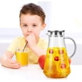 thumbnail image 1 of Hervidor de vidrio, hervidor de agua caliente/frío hecho a mano de 1,5 l con tapa de acero inoxidable, taza de jugo, tetera de té helado, jugo, vino, leche, té, tetera de café Adepaton WL-00440, 1 of 5