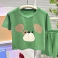 thumbnail image 6 of KPOPLK Summer Toddler Girl Clothes Girl Clothes 3 6 12 18 24 Months 2T 3T Toddler Baby Girl Summer Clothes Short Sleeves T-Shirt Tops + Shorts Cute Outfits Set(3-4 Years,Green), 6 of 6