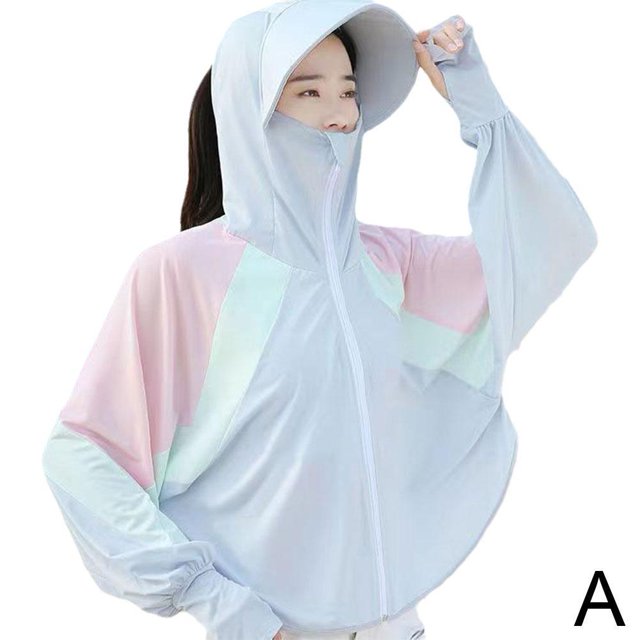Women Sun Protection Clothing Cool with Cap Uv Protection Cycling Riding{ J8K6
