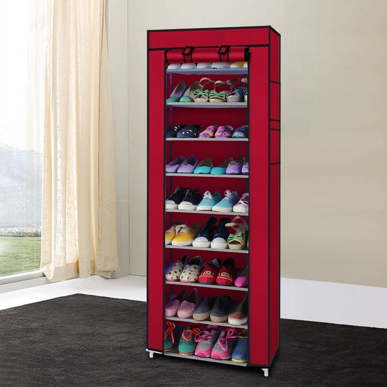 10 Tiers Shoe Rack with Dustproof Cover Closet Shoe Storage Cabinet - Bed  Bath & Beyond - 32188229