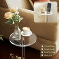 thumbnail image 3 of Acrylic Drink Table, Small Round Side Table for Small Space, Pedestal End Table with Phone Holder, Multi-Use Modern Accent Table, Martini/Cocktail Table for Living Room, 10"X21" Easy Assembly, 3 of 7