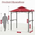 thumbnail image 3 of Costway 8' x 5' Grill Gazebo with 2 Shelves 7 Hooks Metal Frame Soft Top Wine, 3 of 10