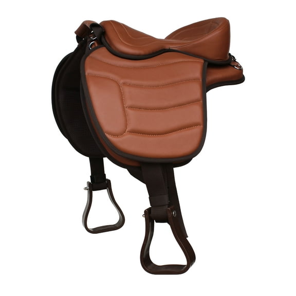17" Western Horse Bareback Treeless Leather Saddle Pleasure Trail Riding 49103TN