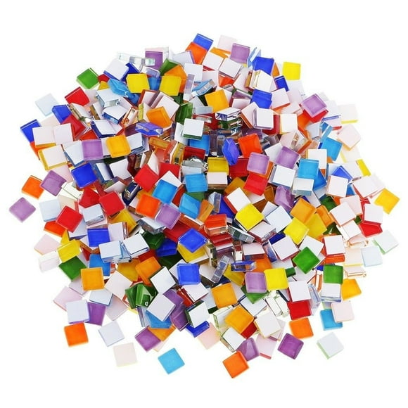 100G 1X1Cm Mixed Colorful Ceramic Mosaic Tile Glass Mirror Handmade Ornaments Crystal Glass Tile Wall Diy Craft Supply Accs