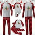 thumbnail image 3 of Mifsaly Family Christmas Pajamas Matching Sets 2025 Xmas Tree Santa Print Pjs 2 Piece Long Sleeve Pullover Sleepwear & Plaid Wide Leg Sleep Pants with Pockets Holiday Festival Loose Homewear, 3 of 5