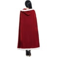 thumbnail image 5 of AWZXDE Women's Solid Color Long Pullover Cape Cloak with Soft Furry Trim Design for Christmas Holiday Fashion Casual Versatile Outerwear Elegant and Cozy Winter Wear Red,120, 5 of 6