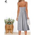 thumbnail image 3 of PULLIMORE Women's Dresses-Summer Polka Dots Bohemian Spaghetti Strap Button Down Swing Midi Dress （White,S）, 3 of 6